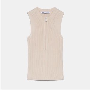 Zara Zippered Ribbed Top